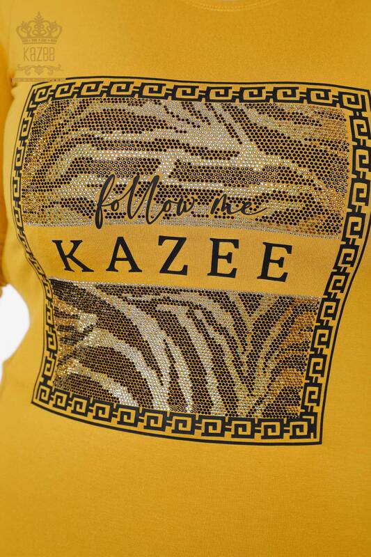 Bluză de damă cu ridicata cu model șofran - 78997 | KAZEE