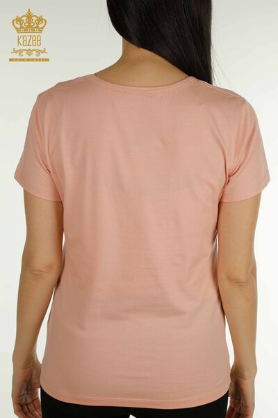 Bluză cu ridicata pentru femei Basic Logo Powder - 79177 | KAZEE - Thumbnail