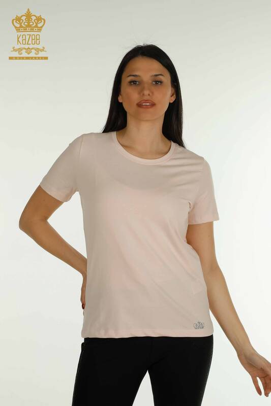 Bluză cu ridicata pentru femei Basic Light Powder - 79562 | KAZEE