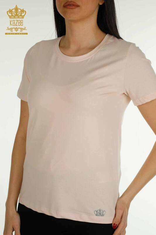 Bluză cu ridicata pentru femei Basic Light Powder - 79562 | KAZEE