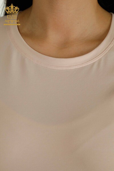 Bluză cu ridicata pentru femei Basic Light Powder - 79562 | KAZEE - Thumbnail
