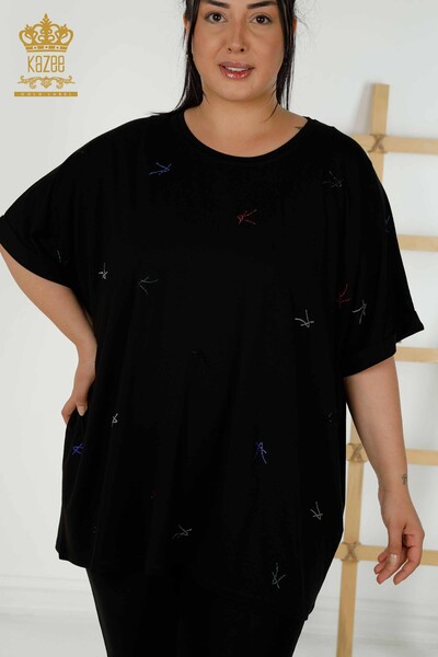 Bluză cu ridicata pentru femei cu gât negru - 79333 | KAZEE - Thumbnail