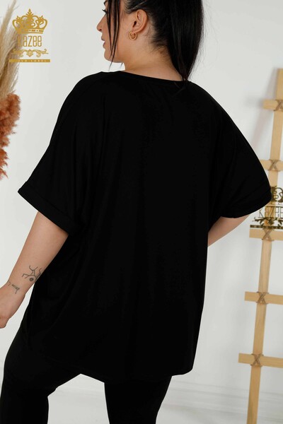 Bluză cu ridicata pentru femei cu gât negru - 79333 | KAZEE - Thumbnail