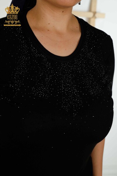 Bluză cu ridicata pentru femei cu gât negru - 79345 | KAZEE - Thumbnail