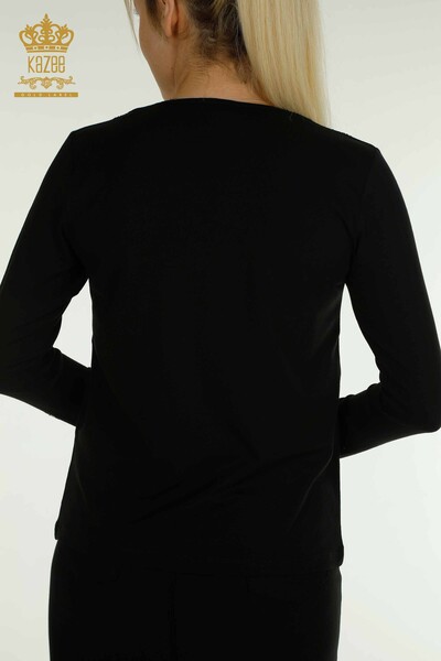 Bluză cu ridicata pentru femei - Decolteu - Negru - 79380 | KAZEE - Thumbnail