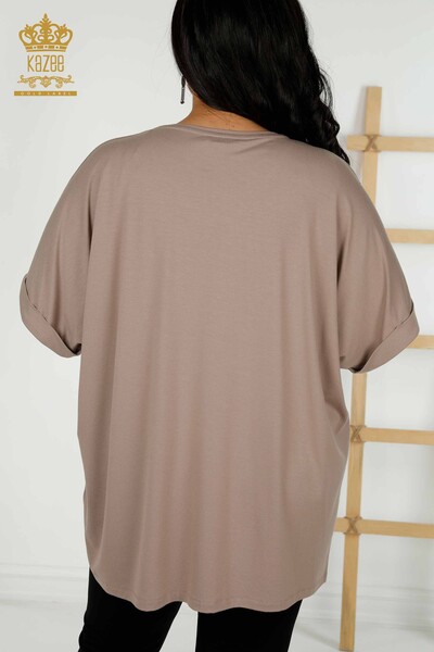 Bluză de damă cu ridicata cu decolteu în V din nurcă - 79320 | KAZEE - Thumbnail