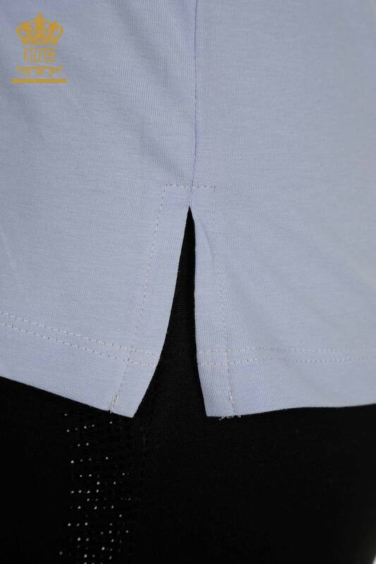Bluză de damă cu ridicata - Decolteu în V - Liliac - 79564 | KAZEE