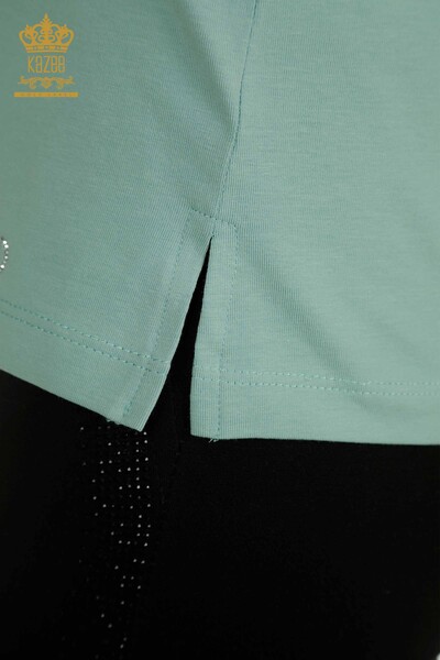 Bluză de damă cu ridicata - Decolteu în V - Mentă - 79564 | KAZEE - Thumbnail