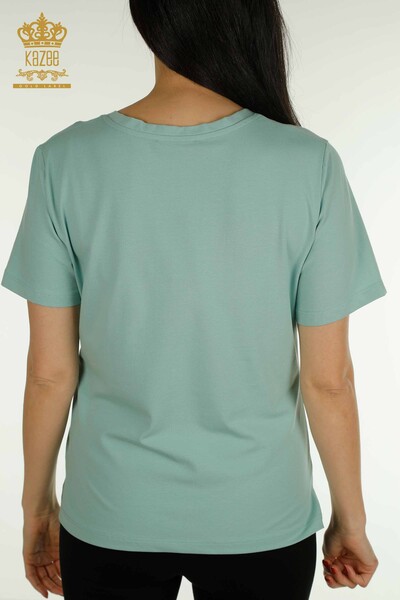 Bluză de damă cu ridicata - Decolteu în V - Mentă - 79564 | KAZEE - Thumbnail