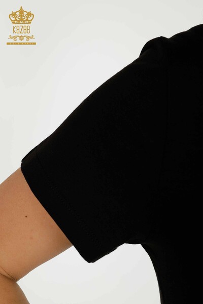 Bluză de damă cu ridicata cu decolteu în V Negru - 79179 | KAZEE - Thumbnail