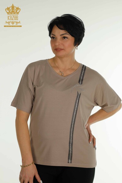 Bluză de damă cu ridicata - Decolteu în V - nurcă - 79238 | KAZEE - Thumbnail