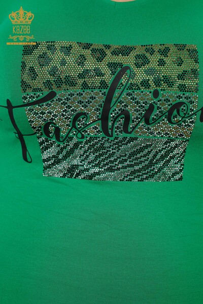 Bluză de damă cu ridicata cu decolteu în V verde - 79006 | KAZEE - Thumbnail