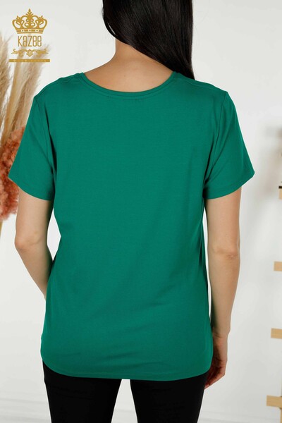 Bluză de damă cu ridicata cu decolteu în V verde - 79179 | KAZEE - Thumbnail