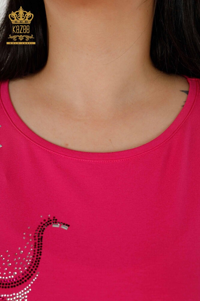 Bluză de damă cu ridicata cu două buzunare fucsia - 79294 | KAZEE - 4