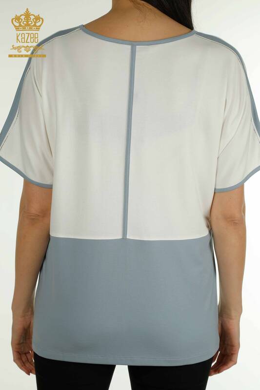 Bluză de damă cu ridicata Două Culori Albastru - 79533 | KAZEE