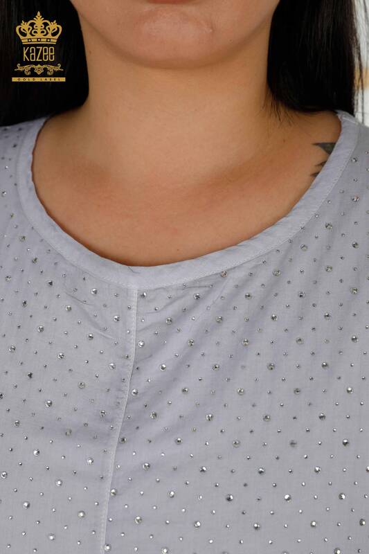 Bluză de damă cu ridicata fără mâneci gri - 79218 | KAZEE