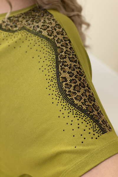 Bluză de damă cu ridicata cu model de piatră leopard - 77539 | Kazee - Thumbnail