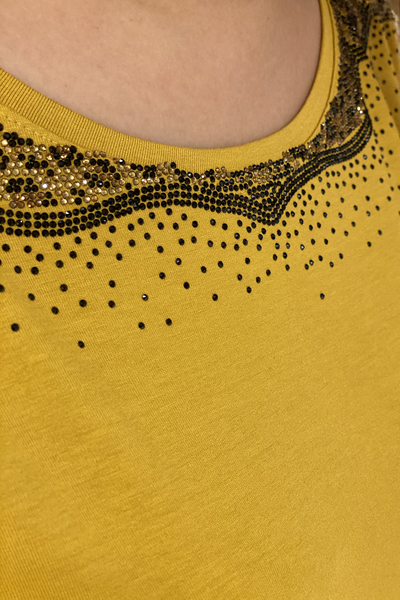 Bluză de damă cu ridicata cu model de piatră leopard - 77539 | Kazee - Thumbnail