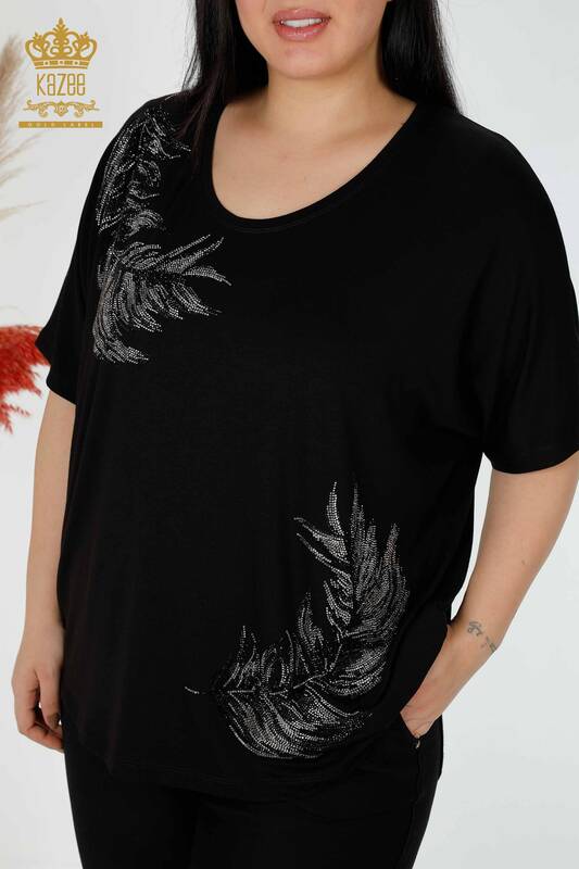 Bluză de damă cu ridicata American Model Black - 78846 | KAZEE