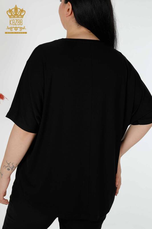 Bluză de damă cu ridicata American Model Black - 78846 | KAZEE