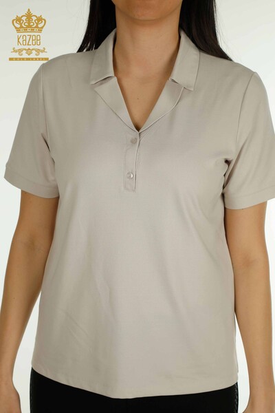 Bluză de damă cu ridicata cu gât polo Stone - 79503 | KAZEE - Thumbnail