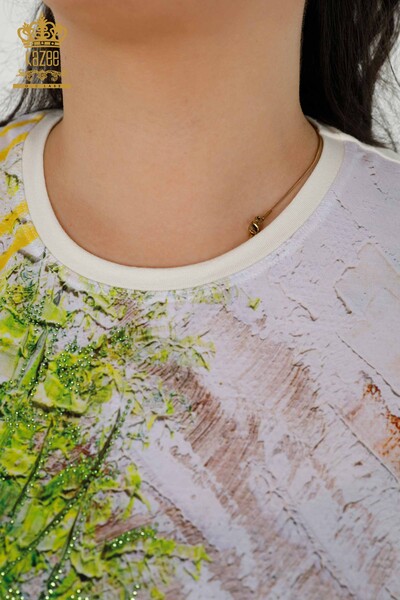 Bluză cu ridicata pentru femei imprimare digitală - 12082 | KAZEE - Thumbnail