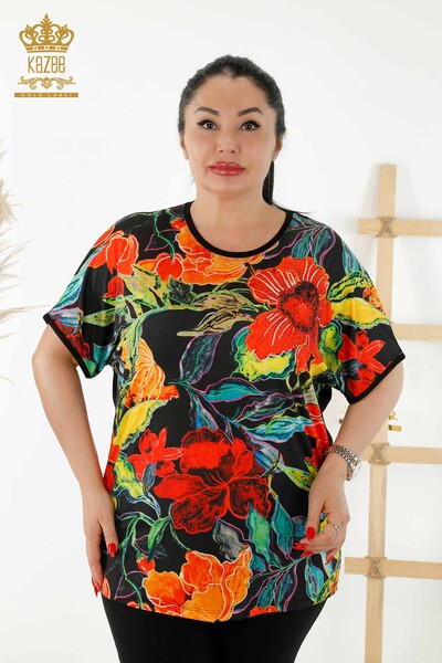 Bluză cu ridicata pentru femei imprimare digitală - 12102 | KAZEE - Thumbnail