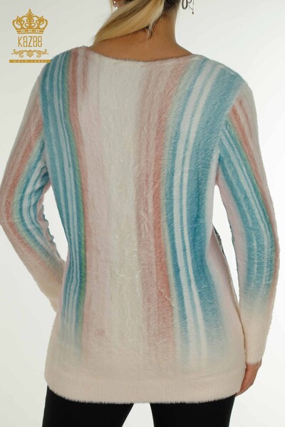Pulover de tricotaj Angora pentru femei - cu piatra brodata - Digital - 40019 | KAZEE - Thumbnail