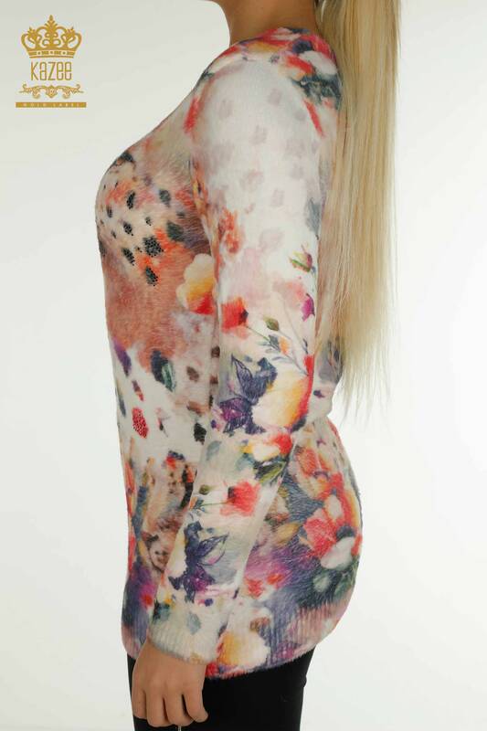 Pulover de tricotaj Angora pentru femei cu ridicata - Imprimat Tigru - Digital - 40022 | KAZEE
