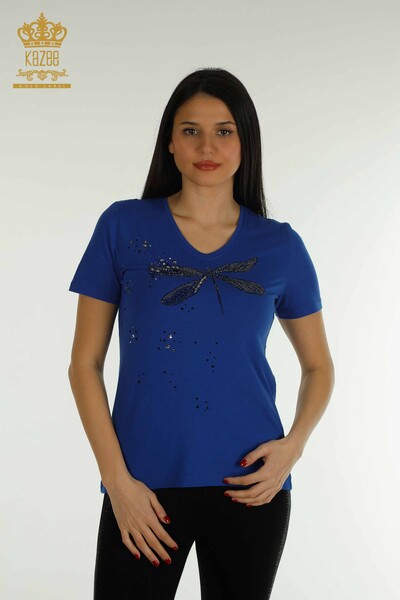 Bluză de damă cu ridicata - Brodat cu piatră - Saks - 79362 | KAZEE - Thumbnail