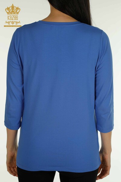 Bluză de damă cu ridicata - Brodat cu piatră - Saks - 79565 | KAZEE - Thumbnail