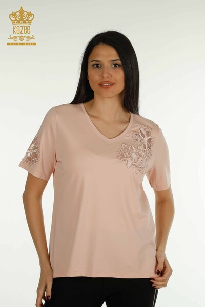 Kazee - Bluză de damă cu ridicata cu pulbere brodata - 79883 | KAZEE