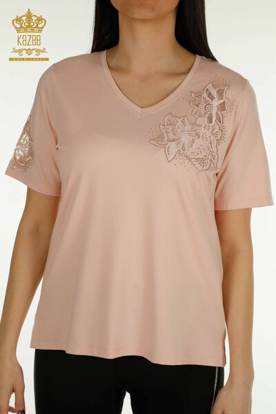 Bluză de damă cu ridicata cu pulbere brodata - 79883 | KAZEE - Thumbnail