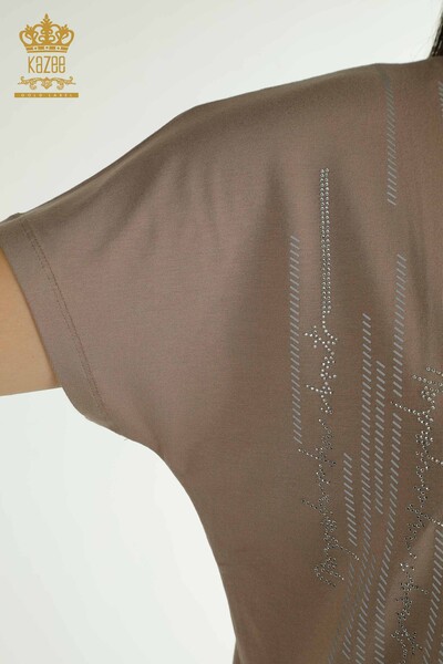 Bluză de damă cu ridicata buzunar nurcă detaliată - 79140 | KAZEE - Thumbnail