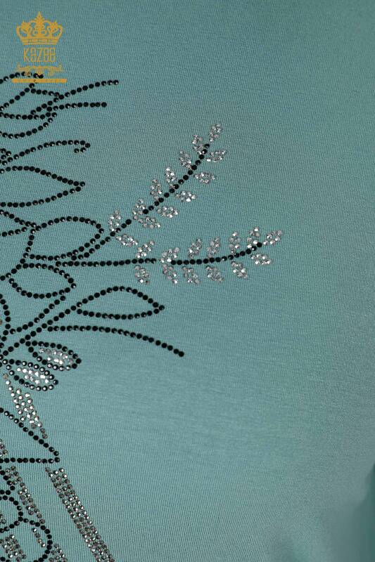 Bluză de damă cu ridicata Crystal Stone Brodat Mint - 78944 | KAZEE