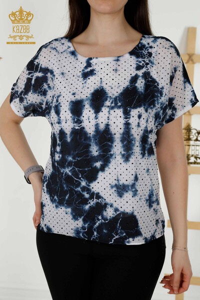 Bluză de damă cu ridicata cu model brodat cu piatră - 79167 | KAZEE - Thumbnail