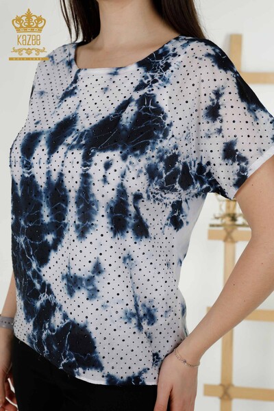 Bluză de damă cu ridicata cu model brodat cu piatră - 79167 | KAZEE - Thumbnail