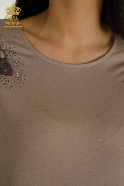 Bluză de damă cu ridicata - Detaliată pe umeri - nurcă - 79527 | KAZEE - Thumbnail