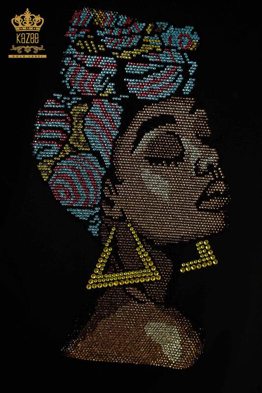 Bluză de damă cu ridicata - Figura de damă - Negru - 79571 | KAZEE