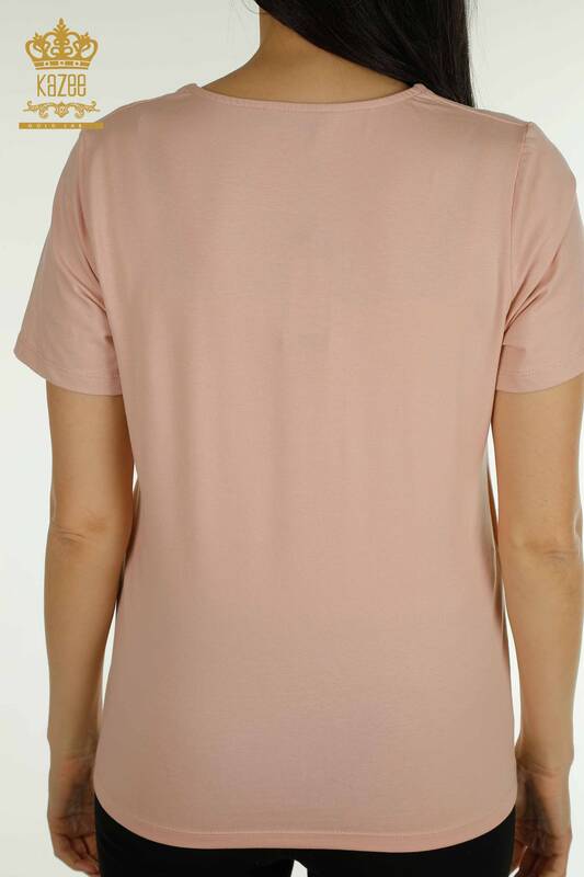 Bluză cu ridicata pentru femei Logo Pudră - 79560 | KAZEE