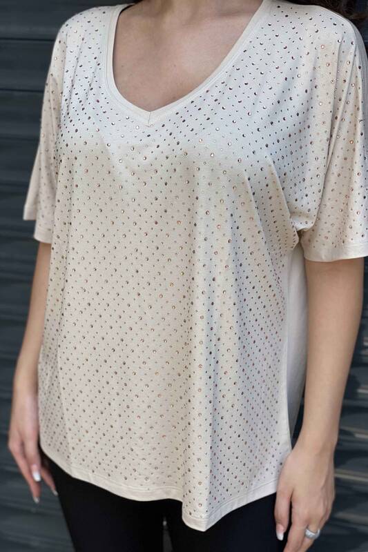 Bluză cu ridicata pentru femei cu mânecă liliac cu decolteu în V Stone - 77399 | Kazee