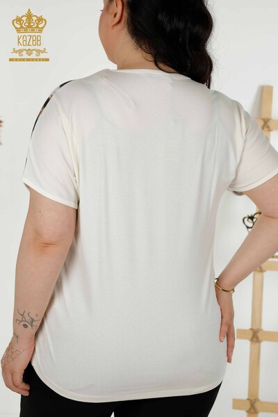 Bluză cu mânecă scurtă pentru femei leopard Digital - 12090 | KAZEE - Thumbnail