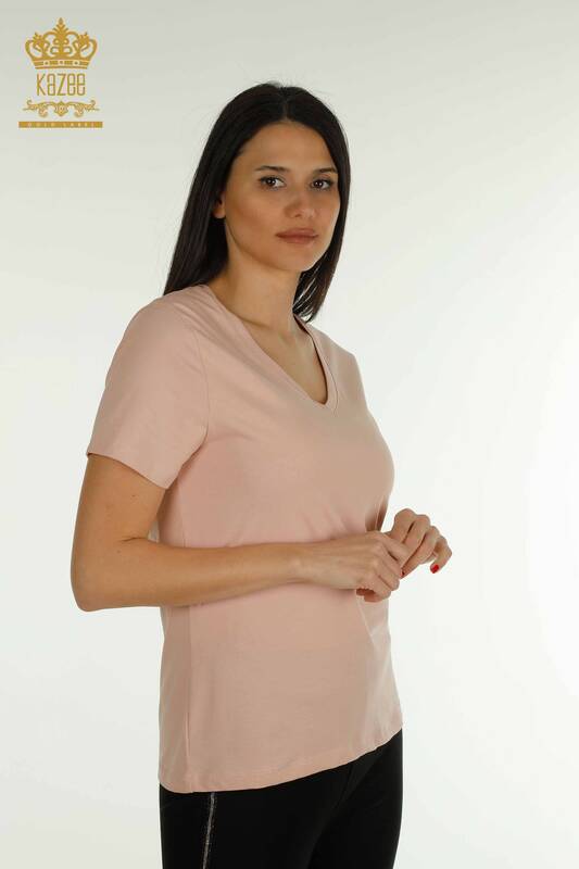 Bluză cu mânecă scurtă pentru femei cu ridicata - 79561 | KAZEE