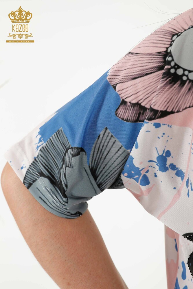 Bluză de damă cu ridicata Pulbere cu model fluture - 77900 | KAZEE - 5