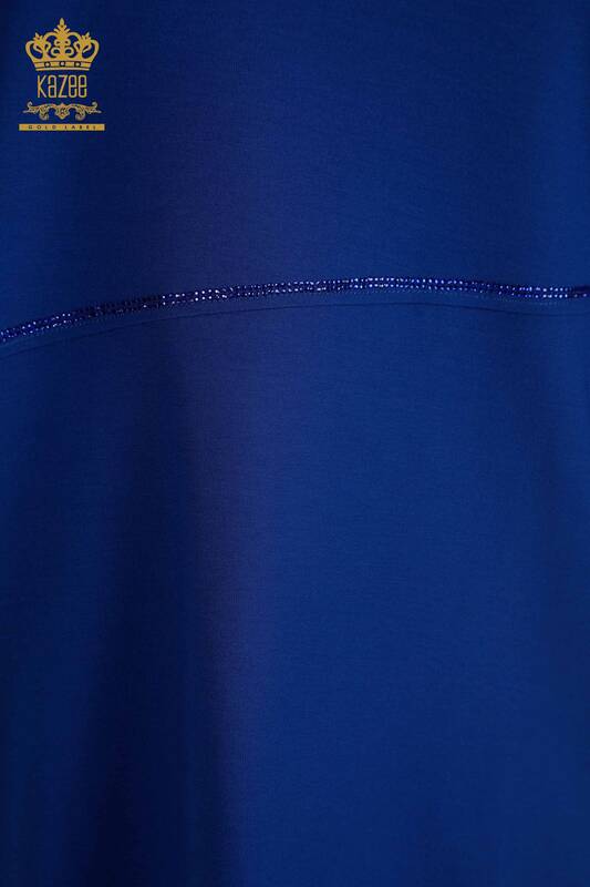 Bluză de damă cu ridicata Saks brodat cu piatră - 79057 | KAZEE