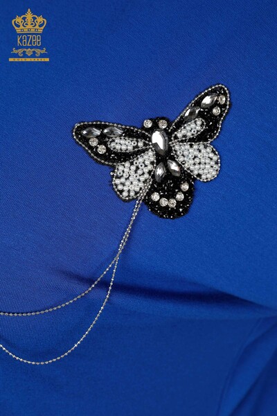 Bluză de damă cu ridicata cu modele de fluturi Saks - 78933 | KAZEE - Thumbnail