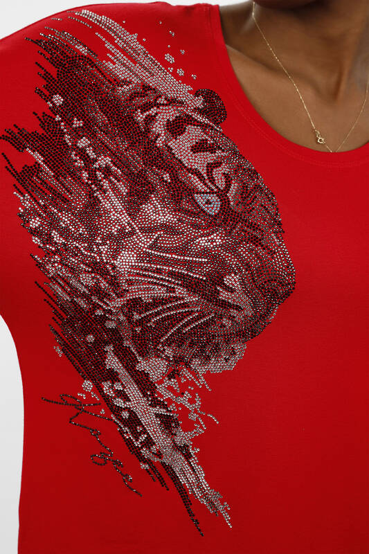 Bluză de damă cu ridicata cu detaliu tigru brodat cu piatră - 77966 | kazee