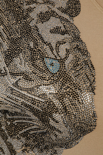 Bluză de damă cu ridicata cu detaliu tigru brodat cu piatră - 77966 | kazee - Thumbnail