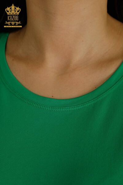 Bluză de damă cu ridicata - Umăr Tulle Detaliat - Verde - 79456 | KAZEE - Thumbnail