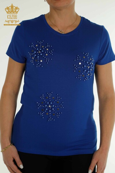 Bluză cu ridicata pentru femei - Margele Brodat - Saks - 79201 | KAZEE - Thumbnail